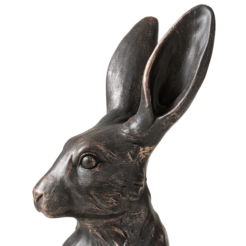 Glitzhome MGO Bronze Mom and Baby Rabbit Statue Standing Bunny Figurine