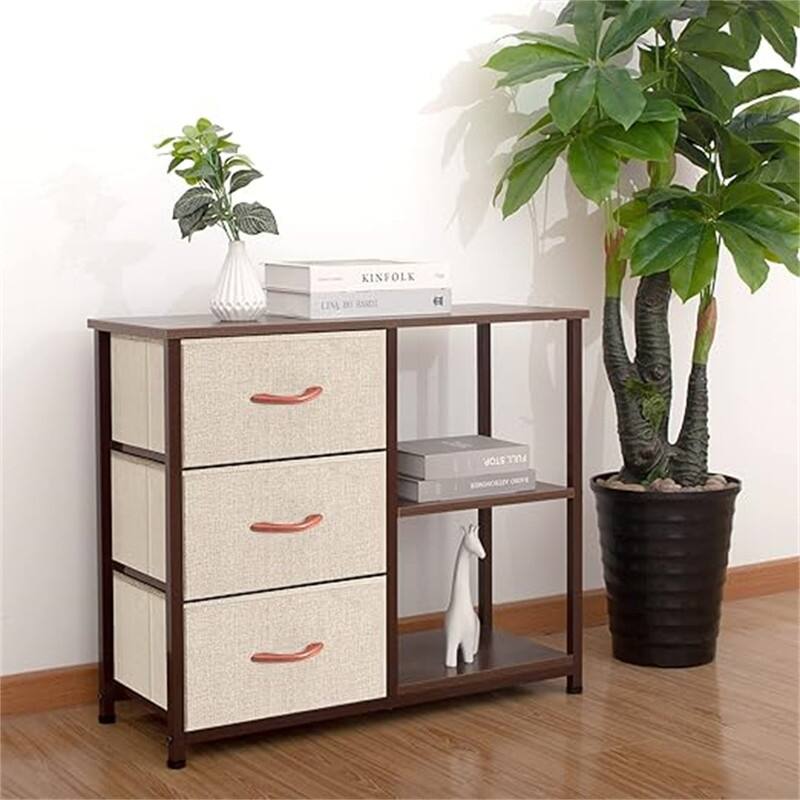 Concept Rustic Brown Fabric Dresser - Beige