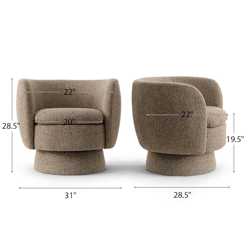 Upholstered 360 Swivel Barrel Accent Armchair(Set of 2)