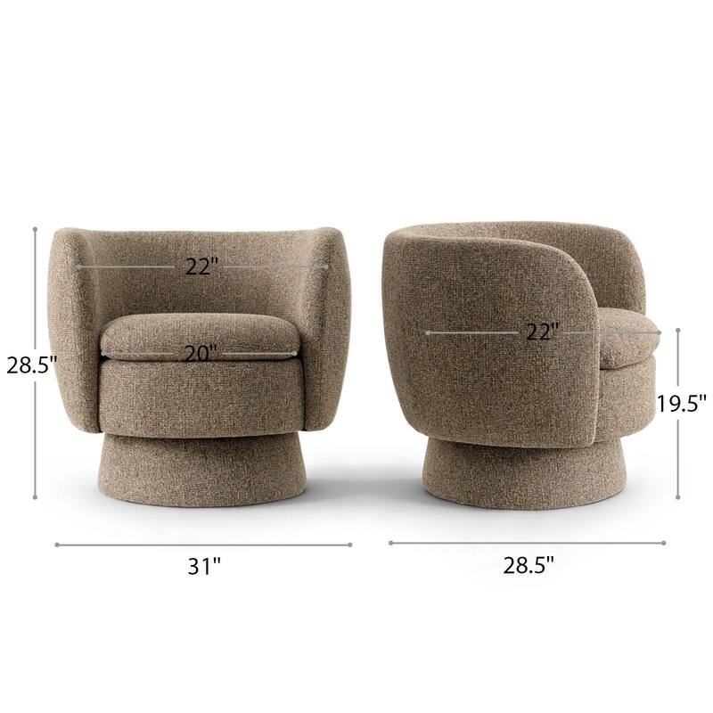 Upholstered 360 Swivel Barrel Accent Armchair