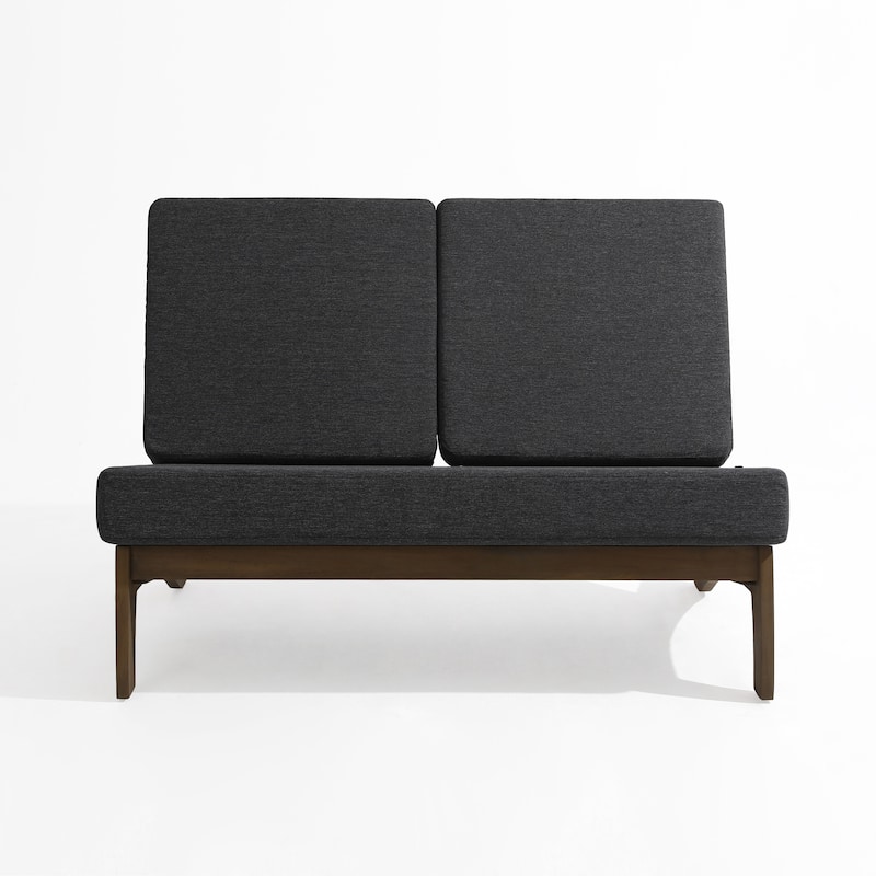 Outdoor Wood Club Chairs Set Loveseat with Cushion