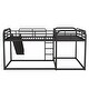 preview thumbnail 9 of 7, Full and Twin Size L Shaped Bunk Bed with Slide and Short Ladder, Black