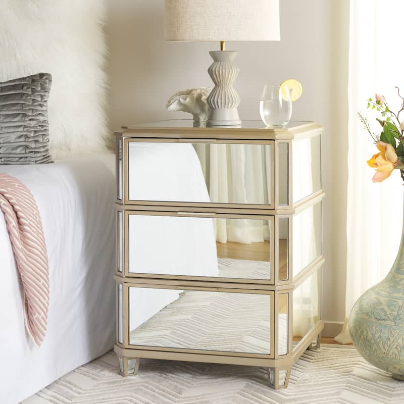 SAFAVIEH Miracle 3-Drawer Mirrored Nightstand - Mirror