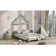 preview thumbnail 10 of 8, Green Full Size Wood Platform Bed with House-shaped Headboard for Kids, Boys and Girls