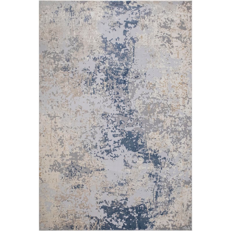 Modern Abstract Dakota Light Gray Blue Rug - 3'3" x 5'0"