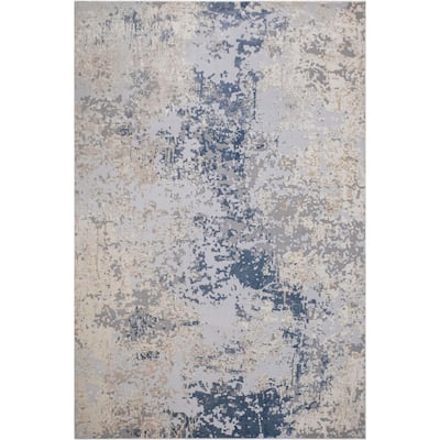 Modern Abstract Dakota Light Gray Blue Rug