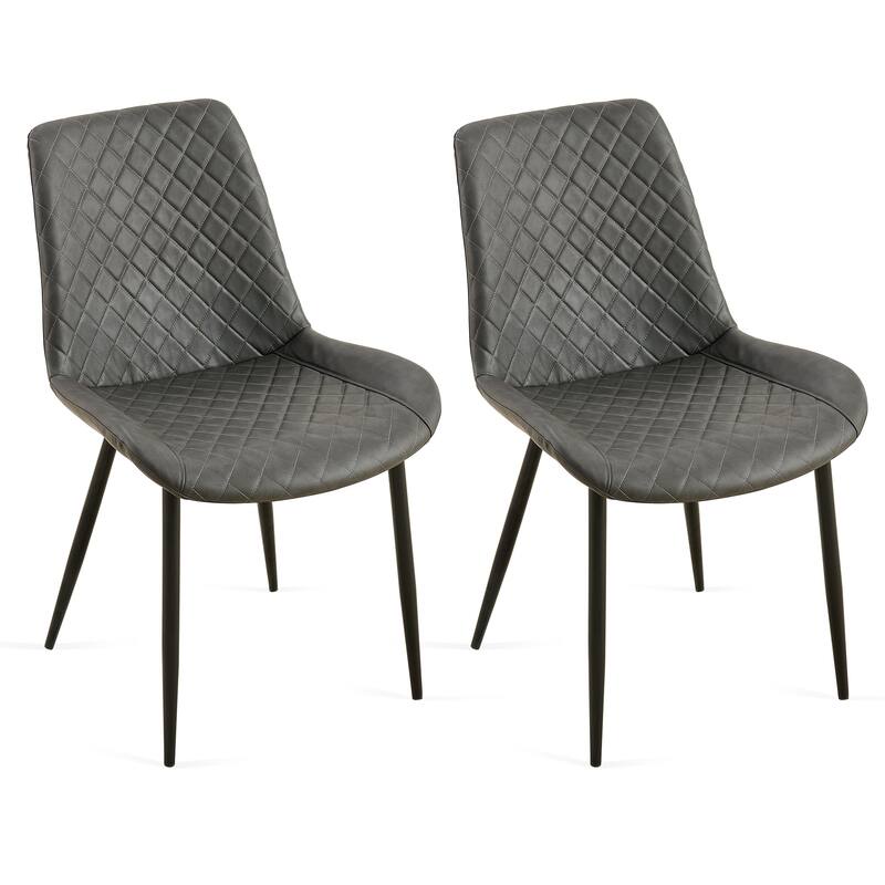 Mid-Century Modern Leathaire Chairs Kitchen Living Room Armless Side Chair with Metal Legs Set Of 2