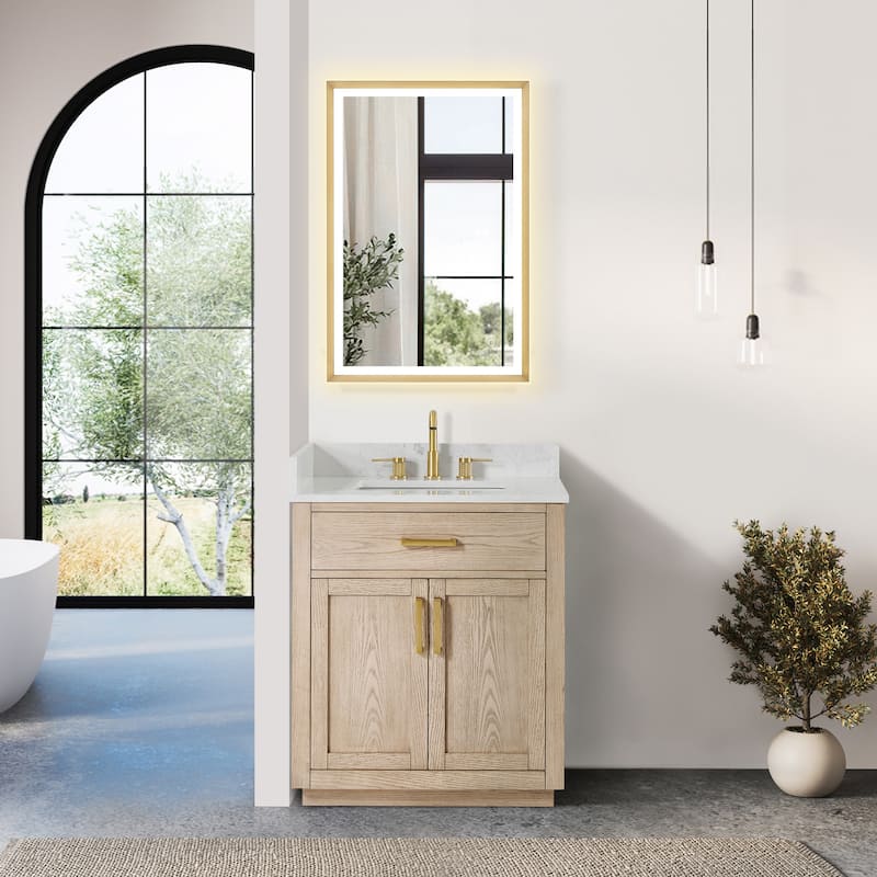 Altair Gavino Bath Vanity with Grain White Composite Stone Top, no Mirror