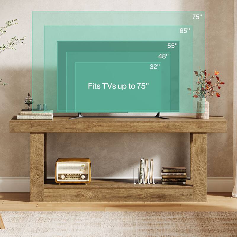 63 Inch TV Wooden Stand for with Open Storage