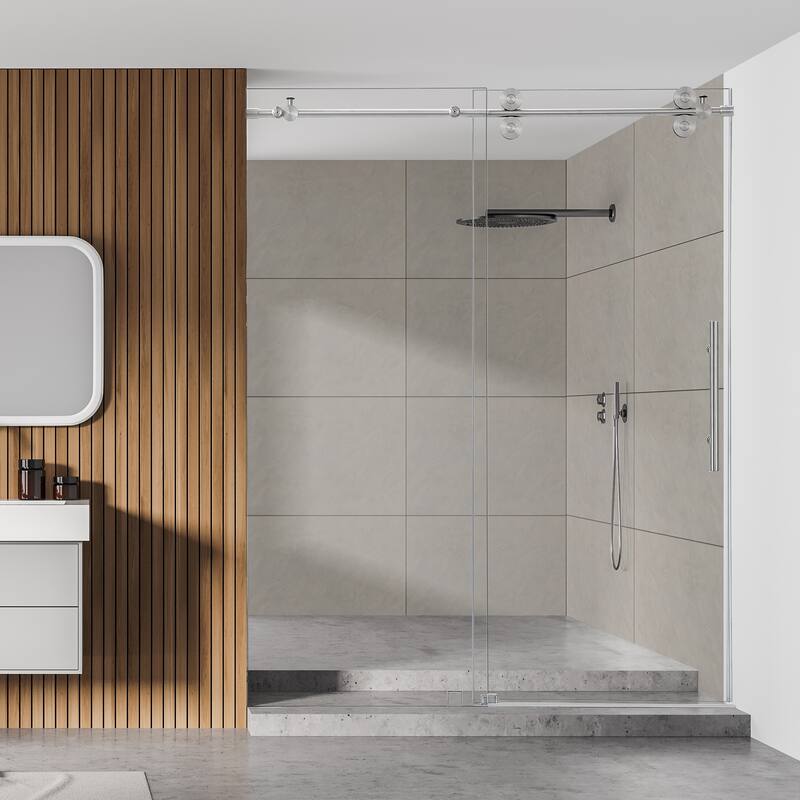 Altair Lazaro Single Sliding Frameless Shower Door with Clear Glass