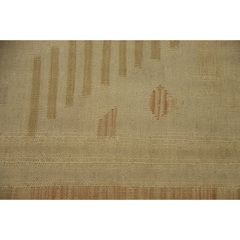 Hand Woven Oriental 100% Wool Carpet Southwestern Tribal Beige & Ivories Kilim Area Rug - 8' 5'' X 5' 11''