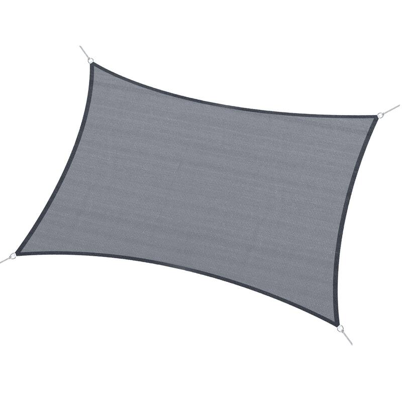 13'x20' Rectangle UV-Blocking Outdoor Shade Sail with D-Rings for Patio, Deck, Pool & Backyard - Grey