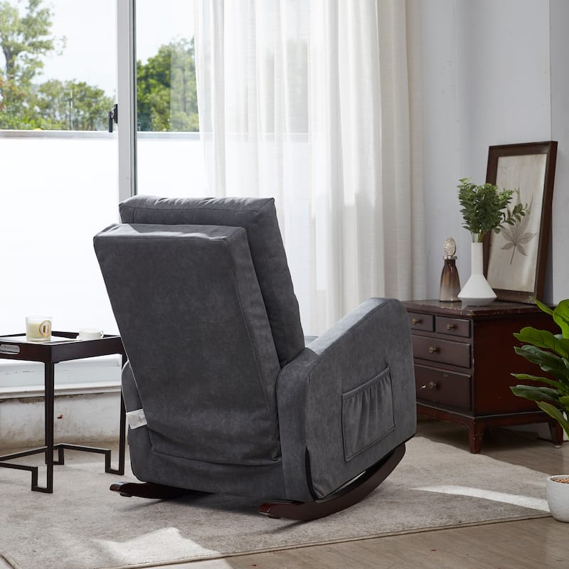 Upholstered Glider Rocking Chair with High Backrest