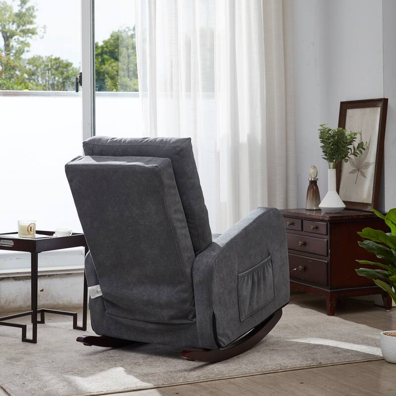 Single Reclining Chair, Antique Gray Metal, 29x26x41 inches