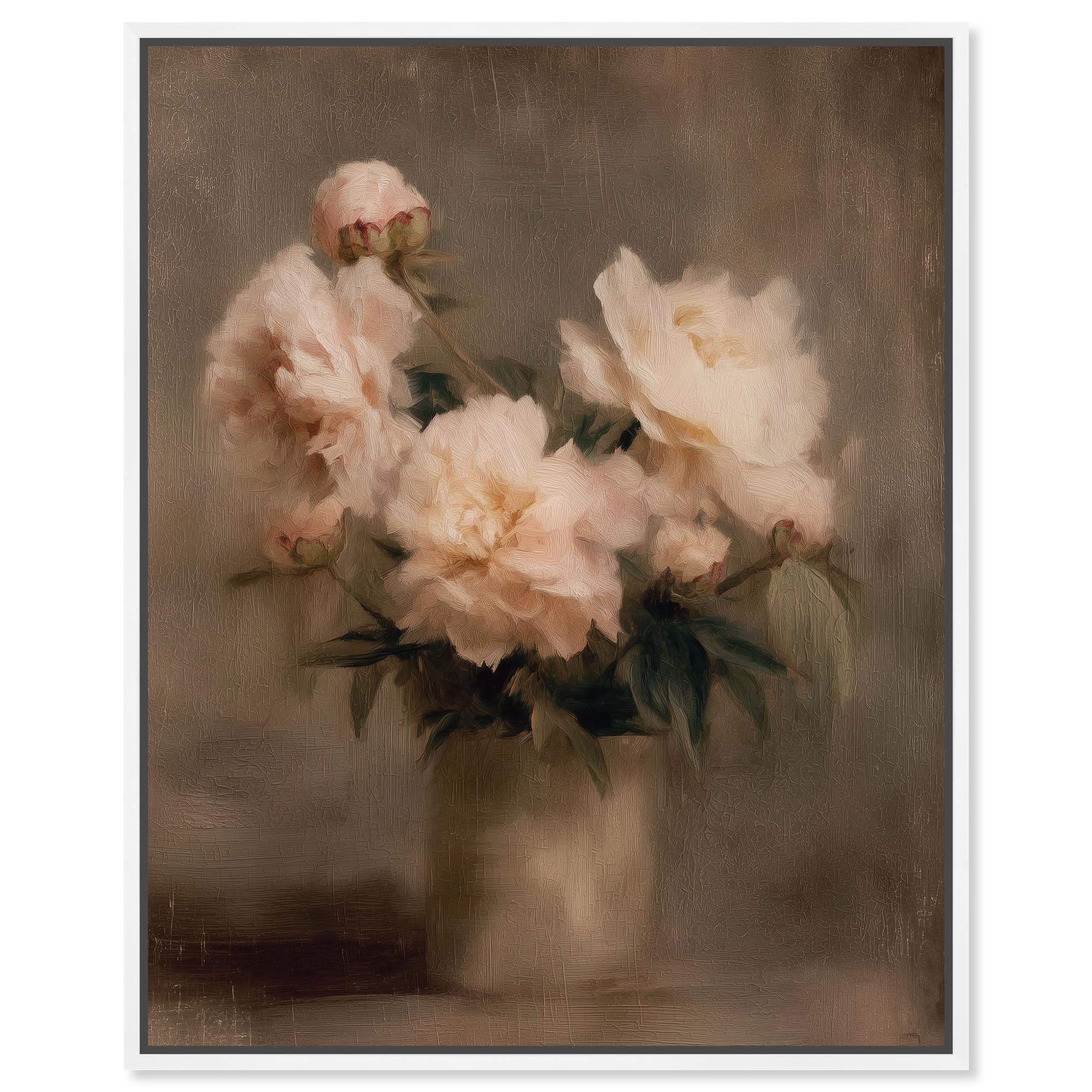 Vintage Peonies I Fashion Decor Framed Canvas Print by Art Remedy