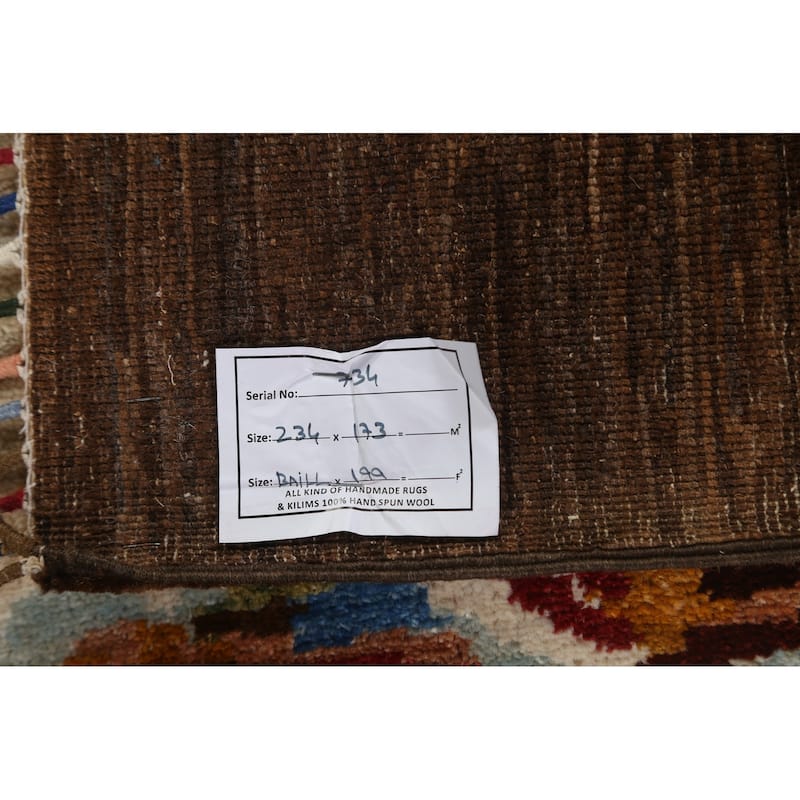 Vegetable Dye Contemporary Abstract Wool Area Rug Hand-knotted Carpet - 5'8" x 7'9"