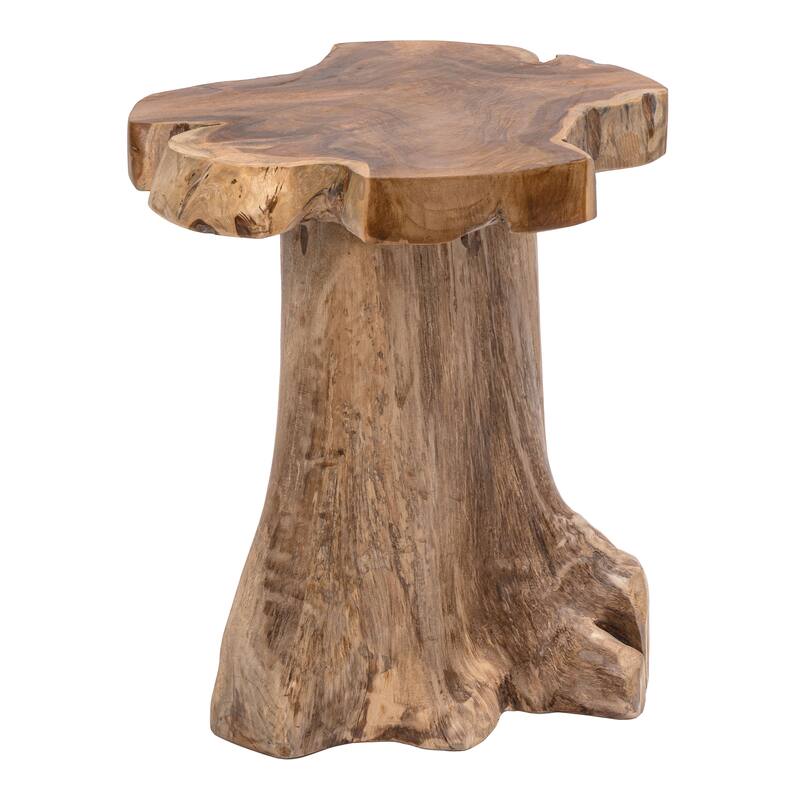 JONATHAN Y Amara Rustic Modern Handcrafted Live Edge Solid Teak Wood Stump Stool - Natural