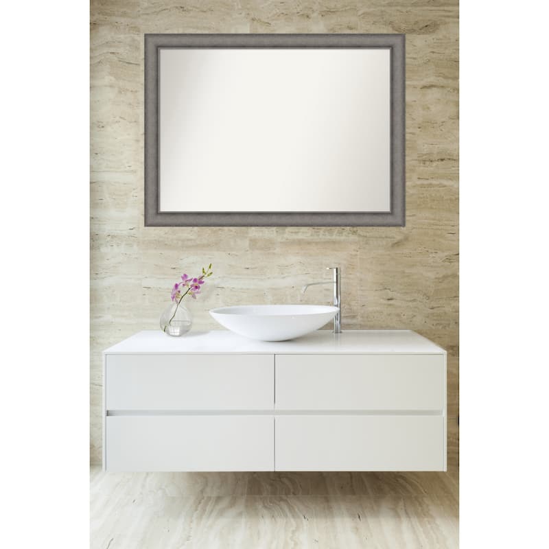 Burnished Concrete Non-Beveled Wood Framed Bathroom Vanity Wall Mirror - Burnished Concrete