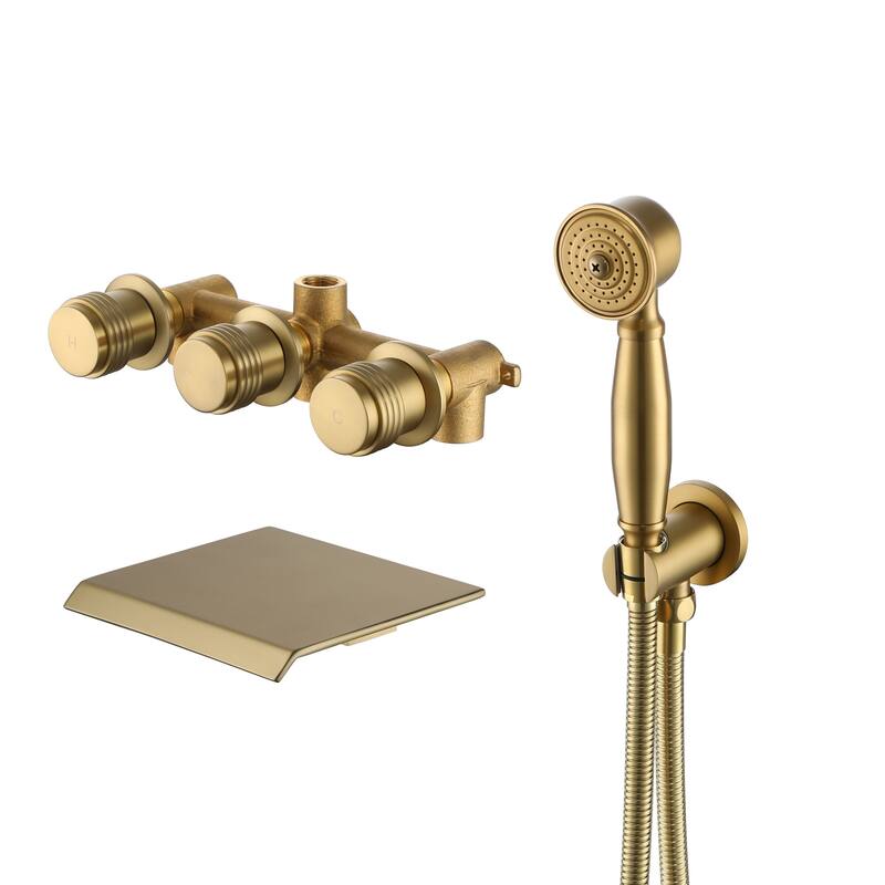 3-Handle Waterfall Wide-Spray High Pressure Tub and Shower Faucet