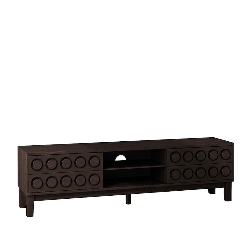 Mid-Century Modern TV Stand with 4 Drawers, Entertainment Console for TVs up to 75", Wood Media Center for Living Room