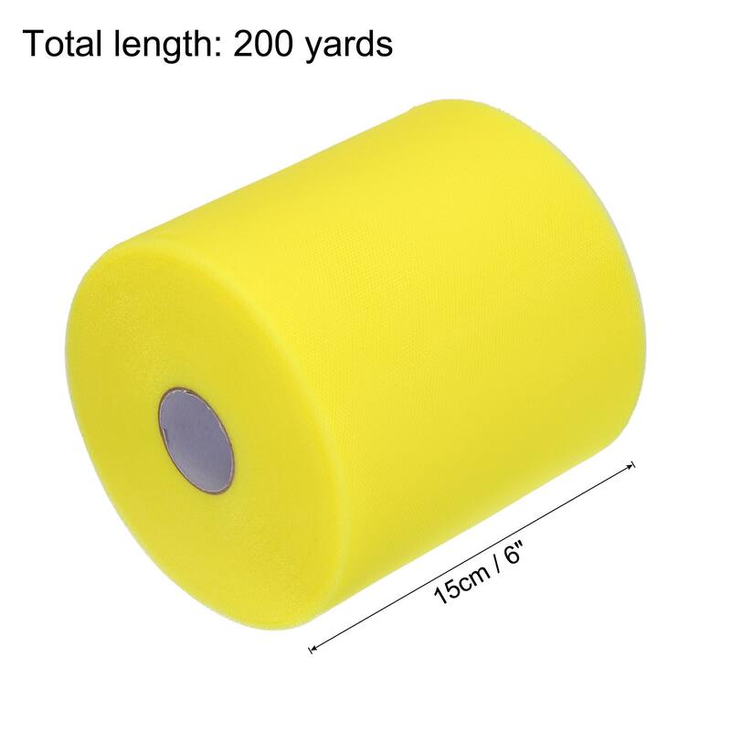 Tulle Rolls Fabric Spools 6" for Decoration Wrapping Wedding DIY Craft - Yellow - 200 Yard