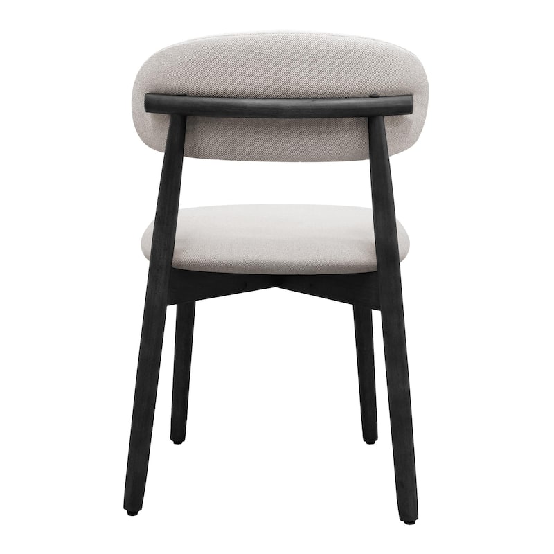 Cotton-Linen Fabric Upholstered Dining Chair with Black Solid Wood Legs, Armless Chair Set of 2 for Kitchen, Living