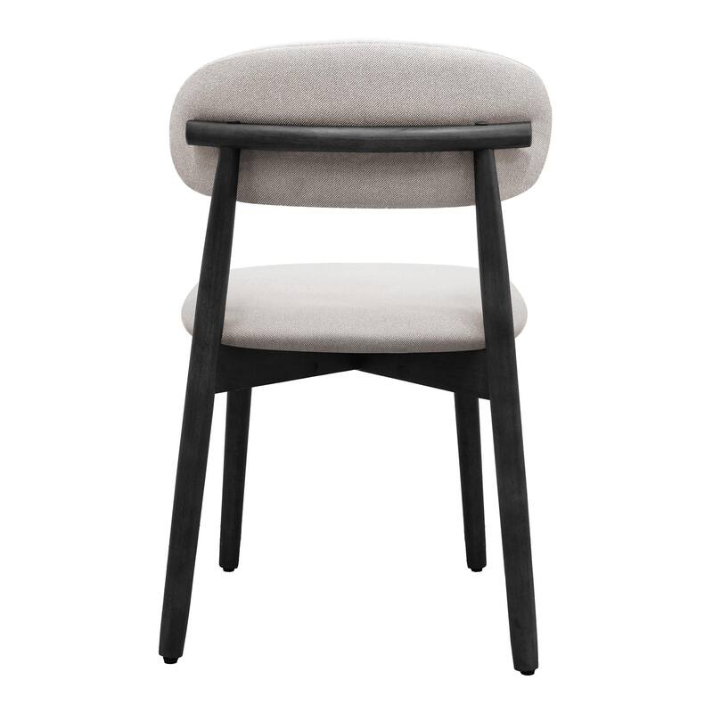 Cotton-Linen Fabric Upholstered Dining Chair with Black Solid Wood Legs, Armless Chair Set of 4 for Kitchen, Living