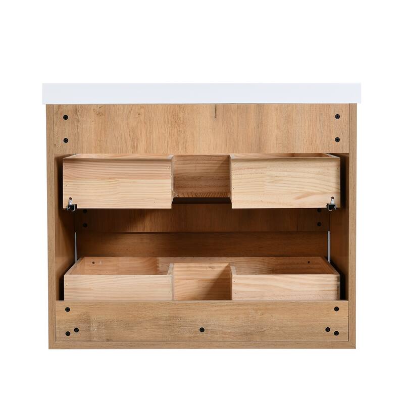 Prismella 24" 30'' Wall Mounted Bathroom Vanity with Top, Floating Cabinet Sink Combo