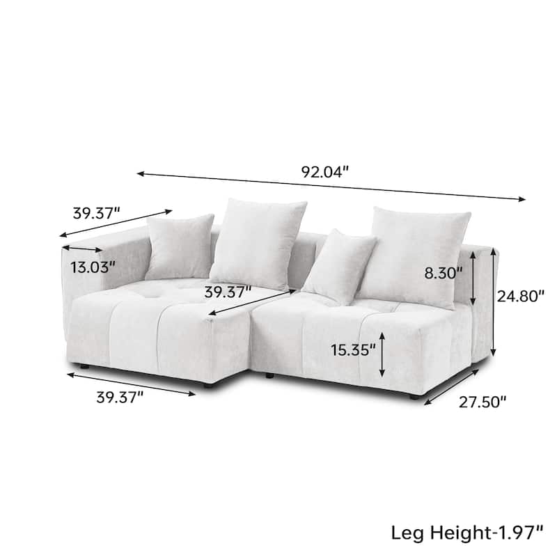 92.04" Linen Modular Sofa Chaise Sectional Sofa with Pillows