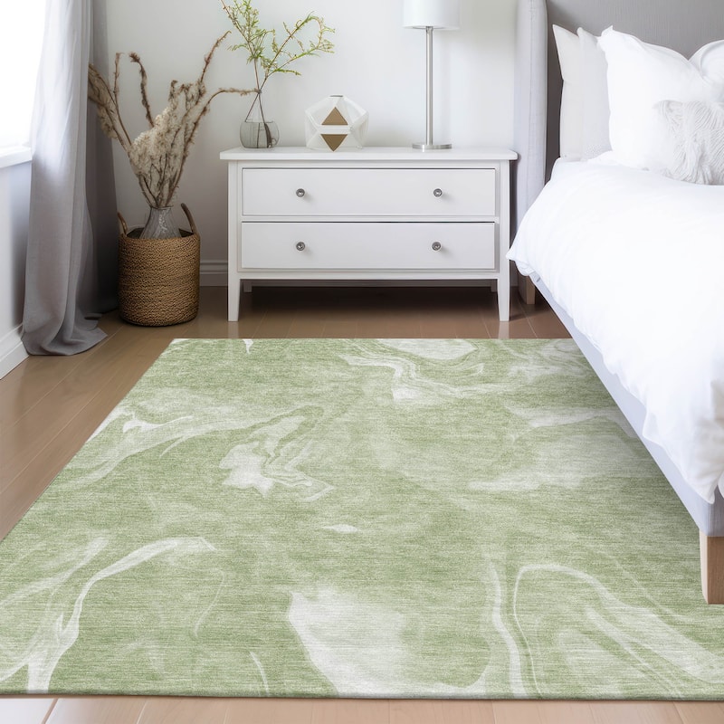 Machine Washable Indoor/ Outdoor Chantille Abstract Motion Rug