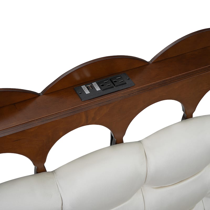 Queen Size Wooden Platform Bed with Sockets and USB Ports, Solid Pine Wood Storage Bed Frame with 2 Drawers and Twin XL Trundle