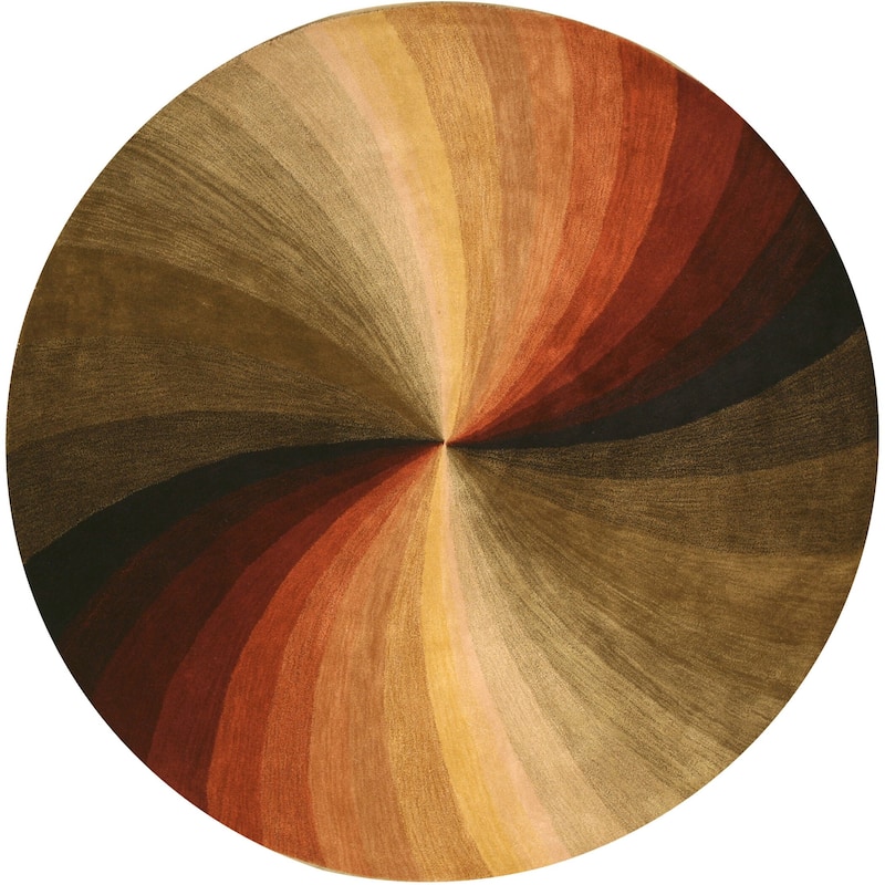 EORC Hand-Tufted Wool Swirl Rug, Multicolored | Vibrant & Stylish Area - 4' Round