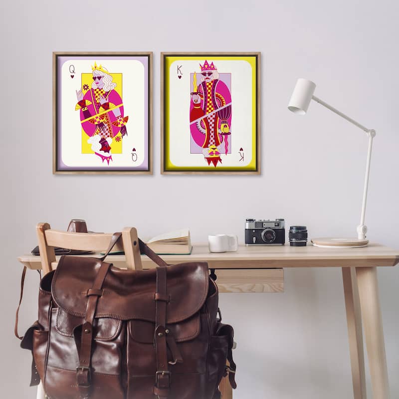 Stupell King & Queen Cards Framed Floater Canvas Wall Art Design By Grace Popp (Set of 2)