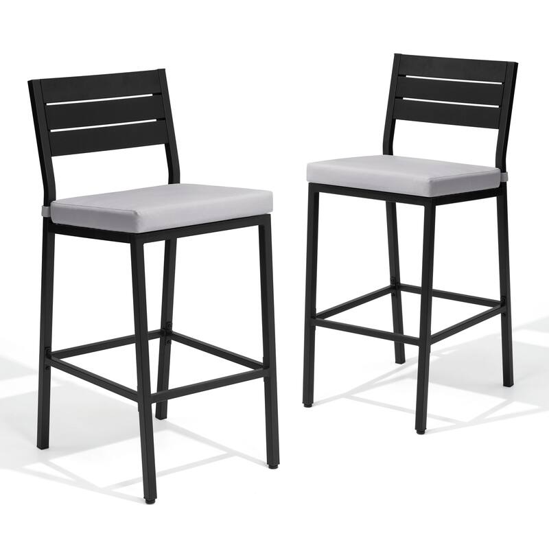 Pellebant Outdoor Indoor Barstools with Cushion - LightGrey - 2-Piece
