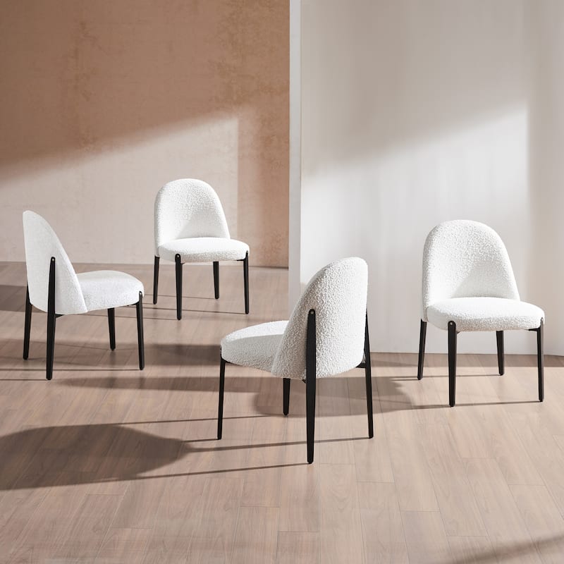 Morden Fort Upholstered Side Chair in White and Black (Set of 4) - White