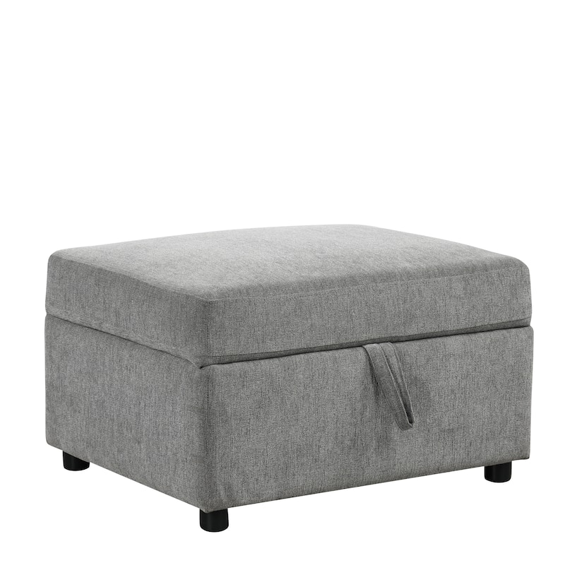 109.1" Chenille Modular Sectional Sofa Bed with Storage Ottoman and USB Ports - L/U-Shaped Convertible Design