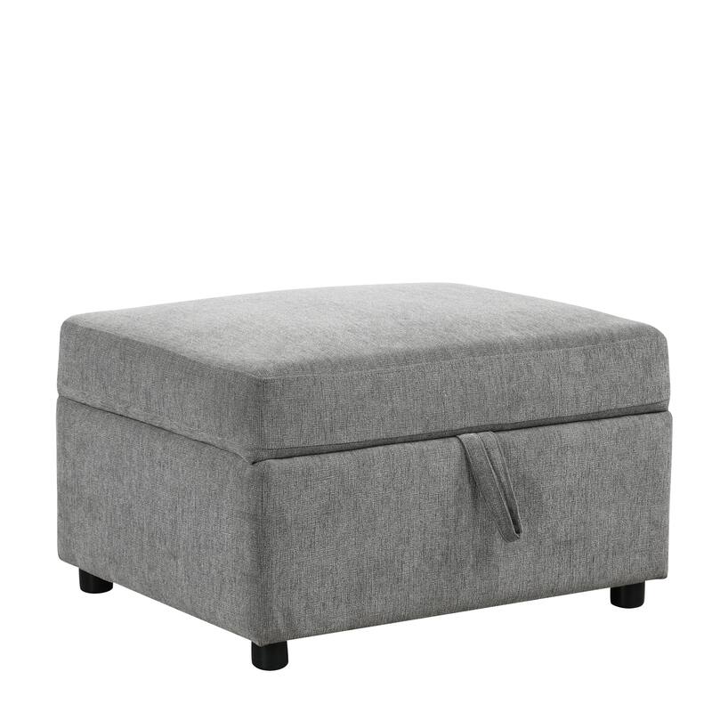 Roomfitters Large Storage Ottoman Footrest, Plush Chenille Fabric with Hidden Compartment for Living Room, Beige