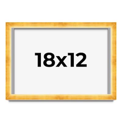 18x12 Shadow Box Frame Gold | 1.625 Inches Deep Real Wood Traditional