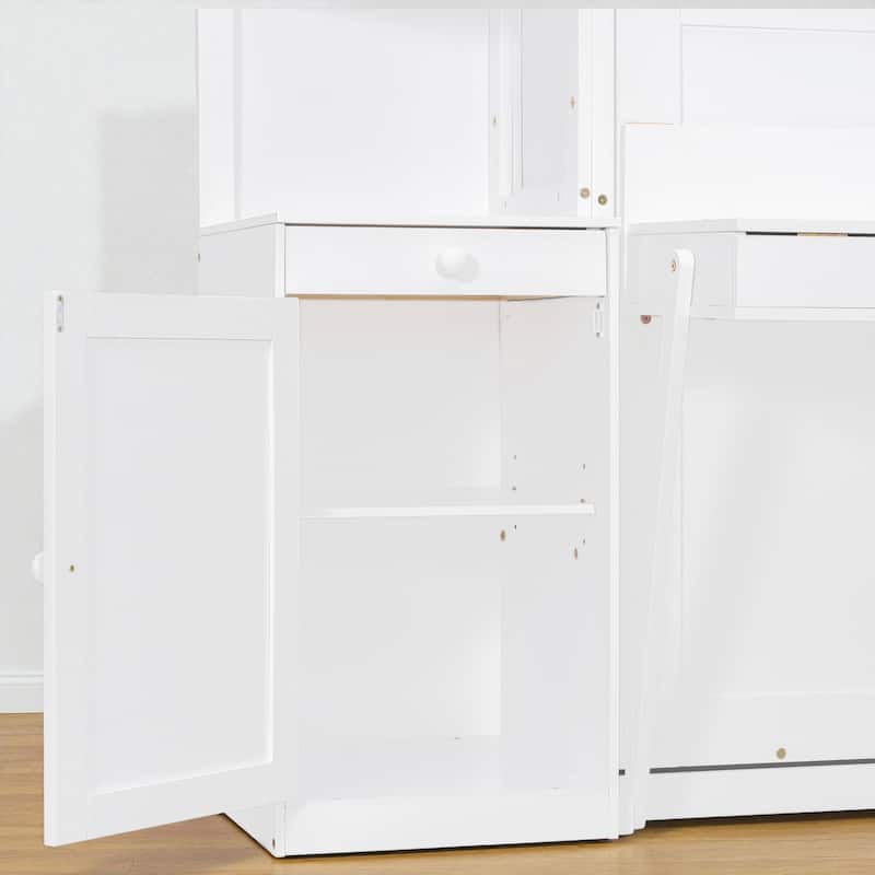 Queen Murphy Bed with Desk, Storage Shelves and Cabinets, Hidden Wall Bed for Home Office Space Saving Furniture