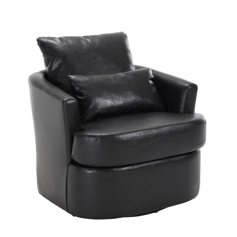 Comfy Round Accent Sofa Chair for Living Room, 360 Degree Swivel Barrel Club Chair for Nursery, Hotel, Bedroom, Office, Lounge