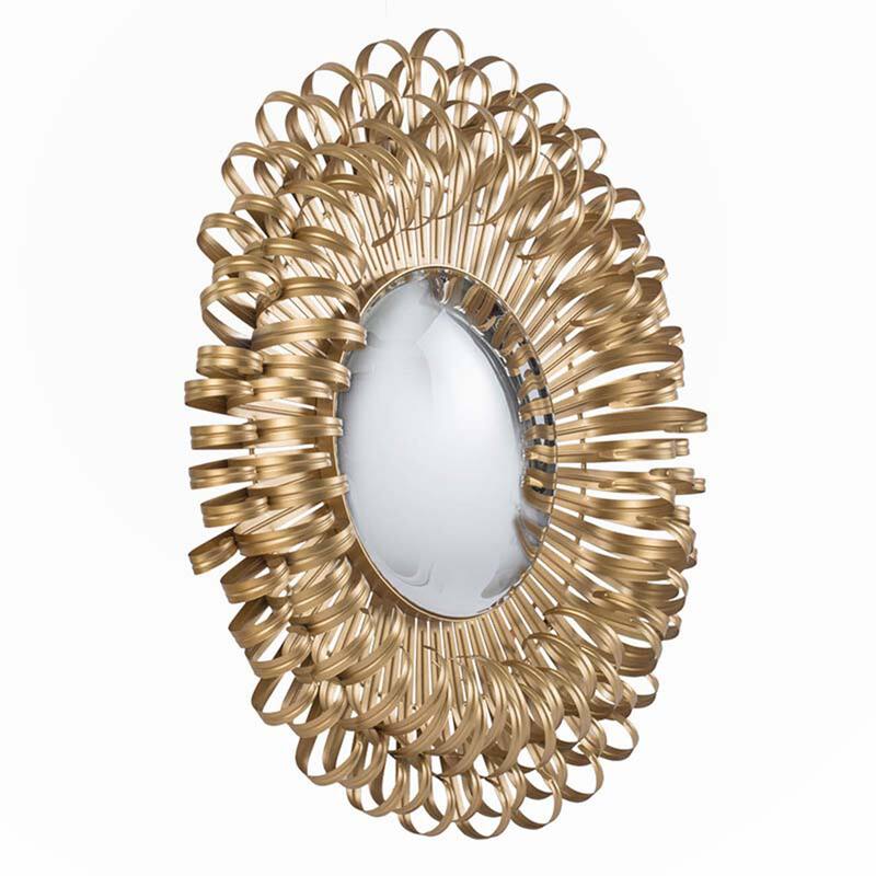 27" in Sunburst Design Wall Mirror Decorative Golden Finish