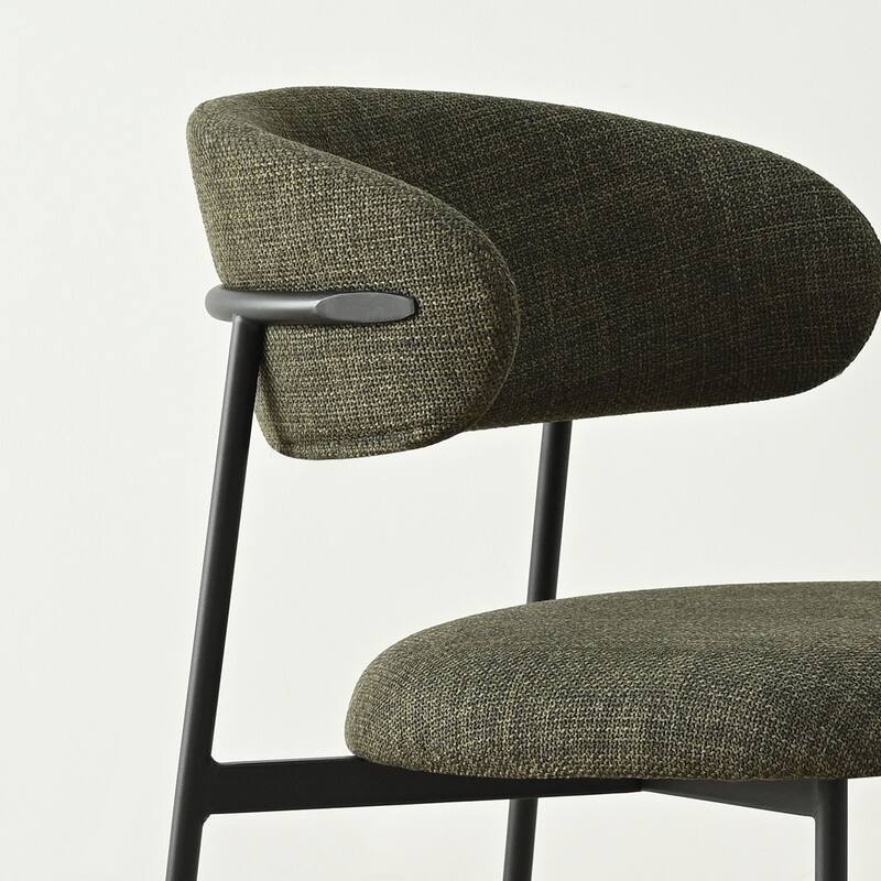 Modern Upholstered Dining Chairs with Curved Open Back and Black Metal Legs (Set of 6)