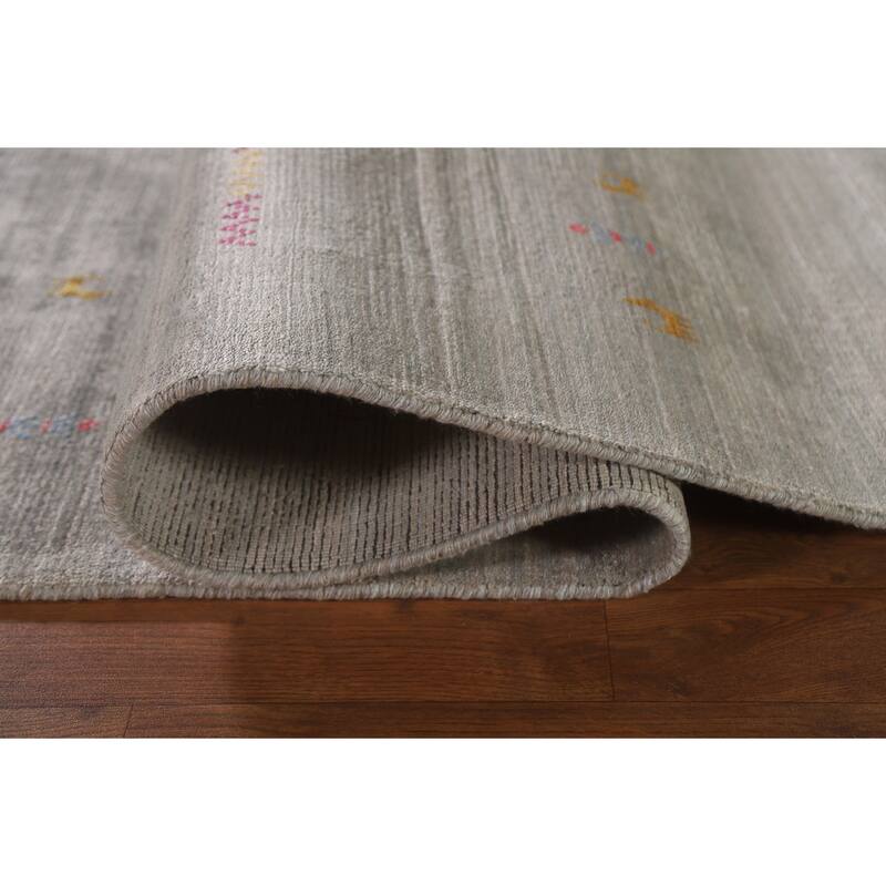 Gabbeh Area Rug Handmade Tribal / Striped Wool Carpet - 7'11"x 9'9"