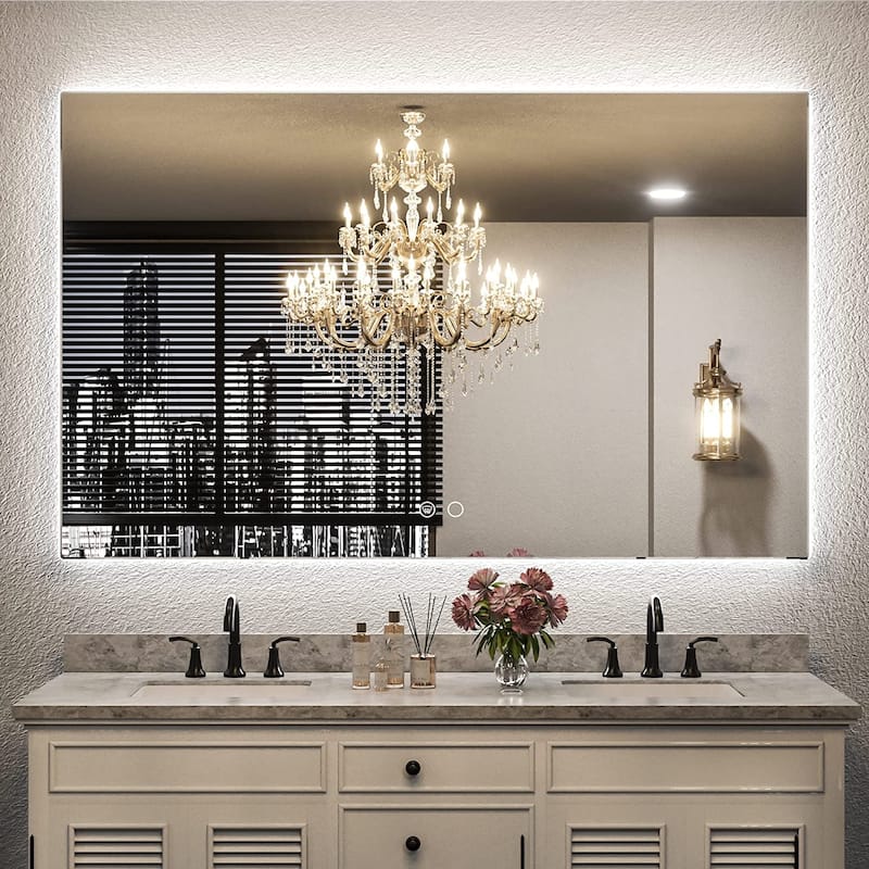 Keonjinn LED Backlit Bathroom Vanity Mirror Anti-Fog Dimmable Lighted CRI90 High Definition(Horizontally/Vertically)