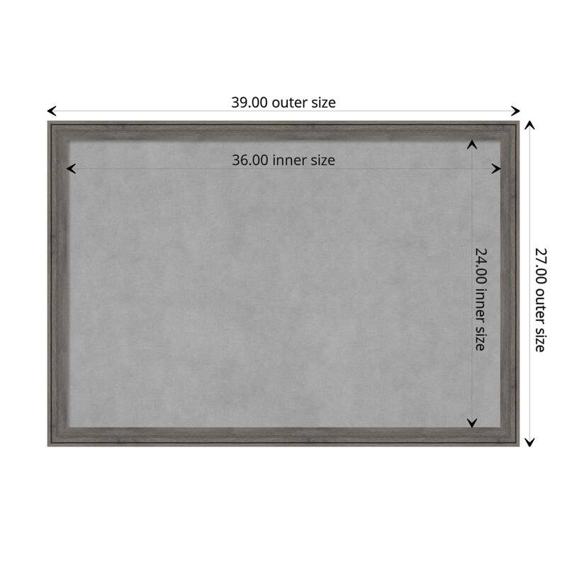 Amanti Art Regis Barnwood Grey Narrow Framed Magnetic Board - Board Size 36x24
