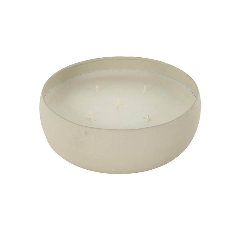 Beige, Black or Cream Metal Scented Textured 63oz 5 Wick Decorative Candle with White Wax