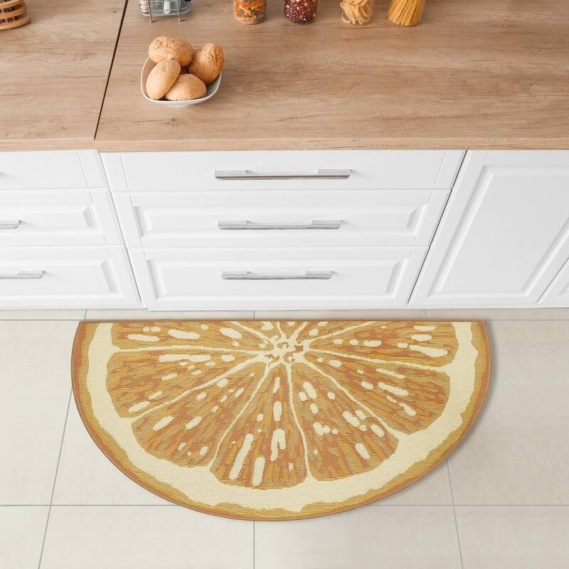 Liora Manne Esencia Lemon Indoor/Outdoor Mat Yellow 2'5" x 1'7" 1/2 SHAPED