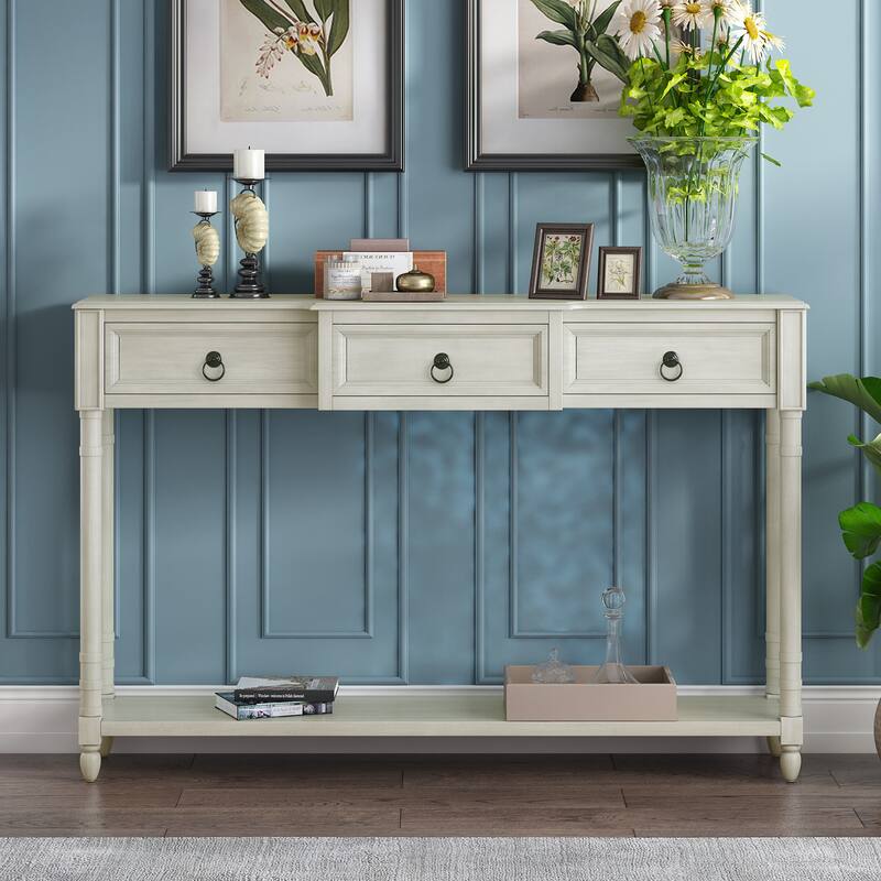 Console Table Sofa Table with Drawers for Entryway with Drawers and Shelf