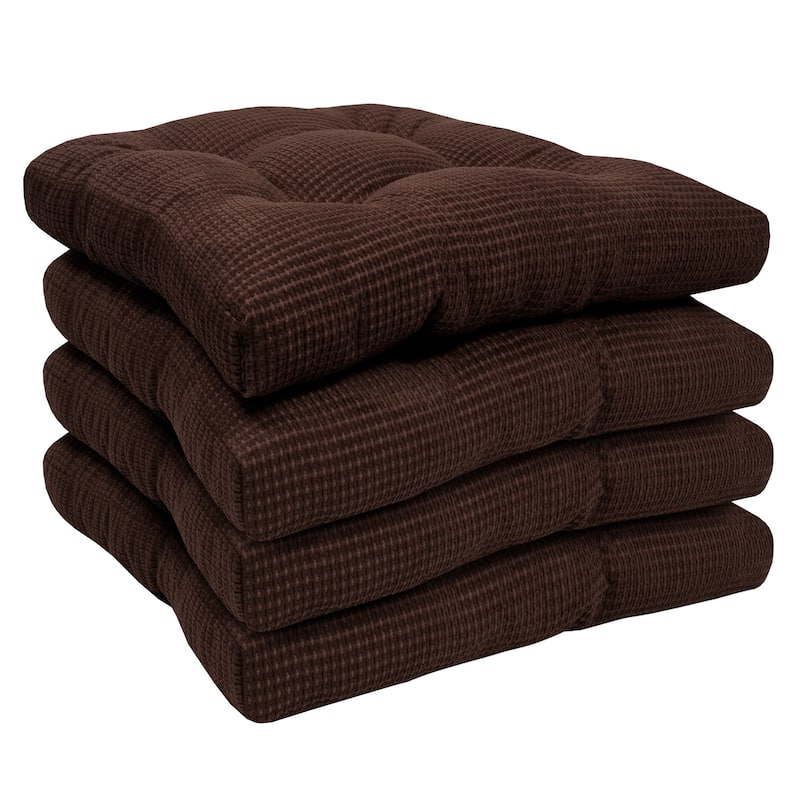 Sweet Home Collection Fluffy Memory Foam Tufted Chair Cushion Non Slip Microdot Rubber Back