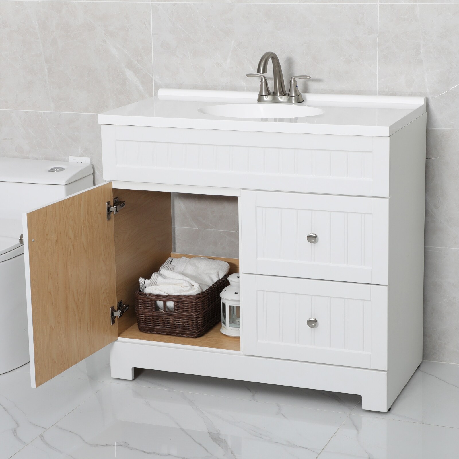 Eclife 30 Bathroom Vanity Set W/Drop in Sink Cabinet Mirror Combo - Bed  Bath & Beyond - 37569863